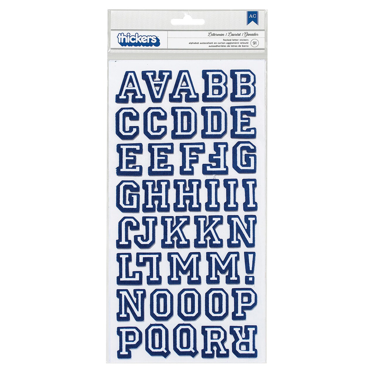 American Crafts Chipboard Alphabet Stickers 91/Pkg-Letterman - Sapphire Glitter